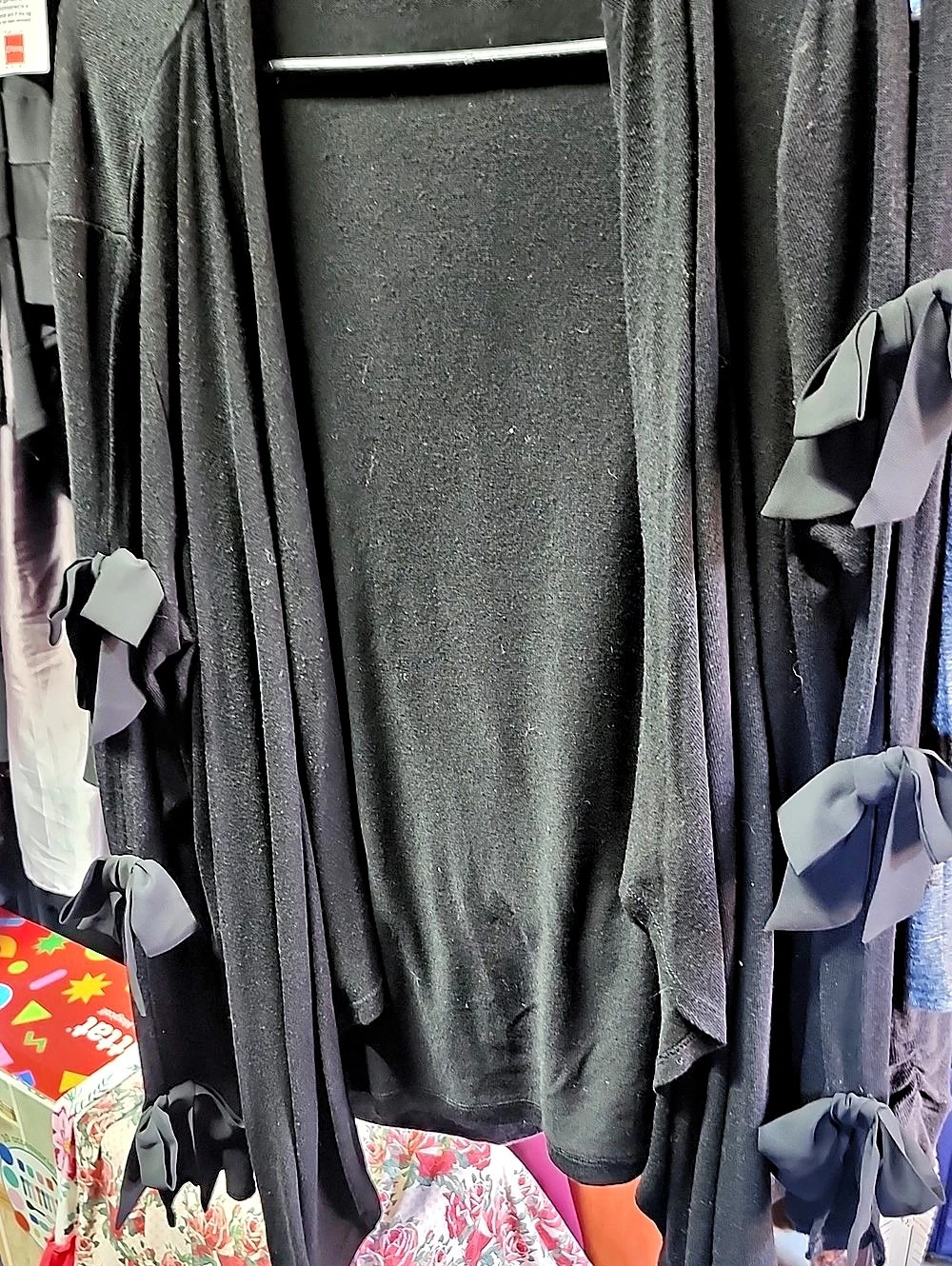 August Silk Black Open Front Shrug Size XL